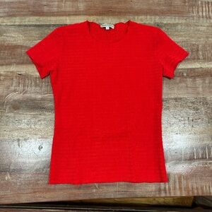 Emporio Armani rich red stretch tee in crepe silk